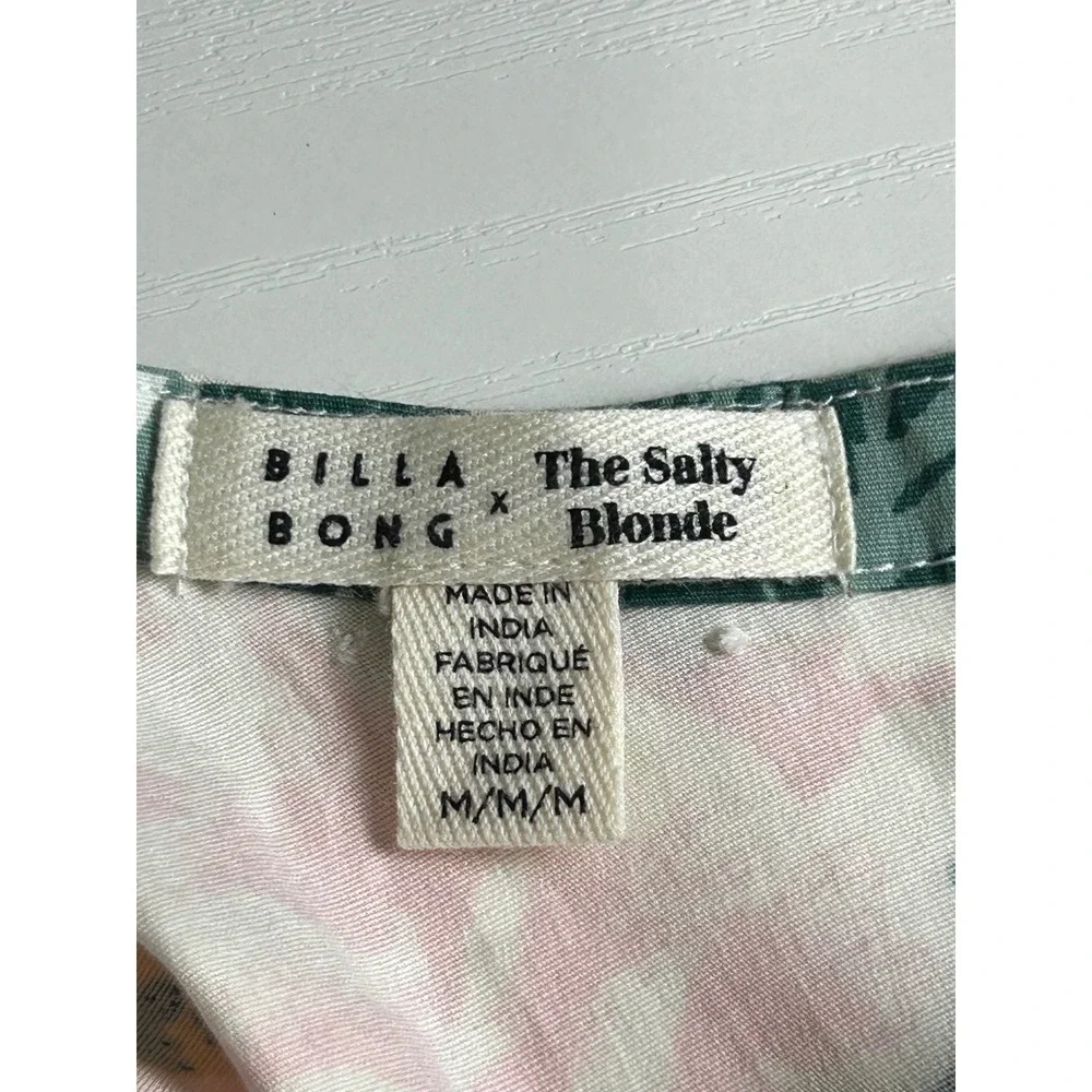 Billabong x The Salty Blonde One Shoulder Floral Mini Dress Pink Blue Medium